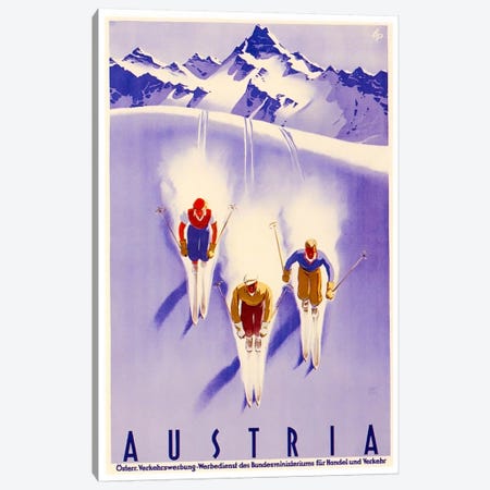 Austria: Skiing Canvas Print #LIV35} by Unknown Artist Canvas Art