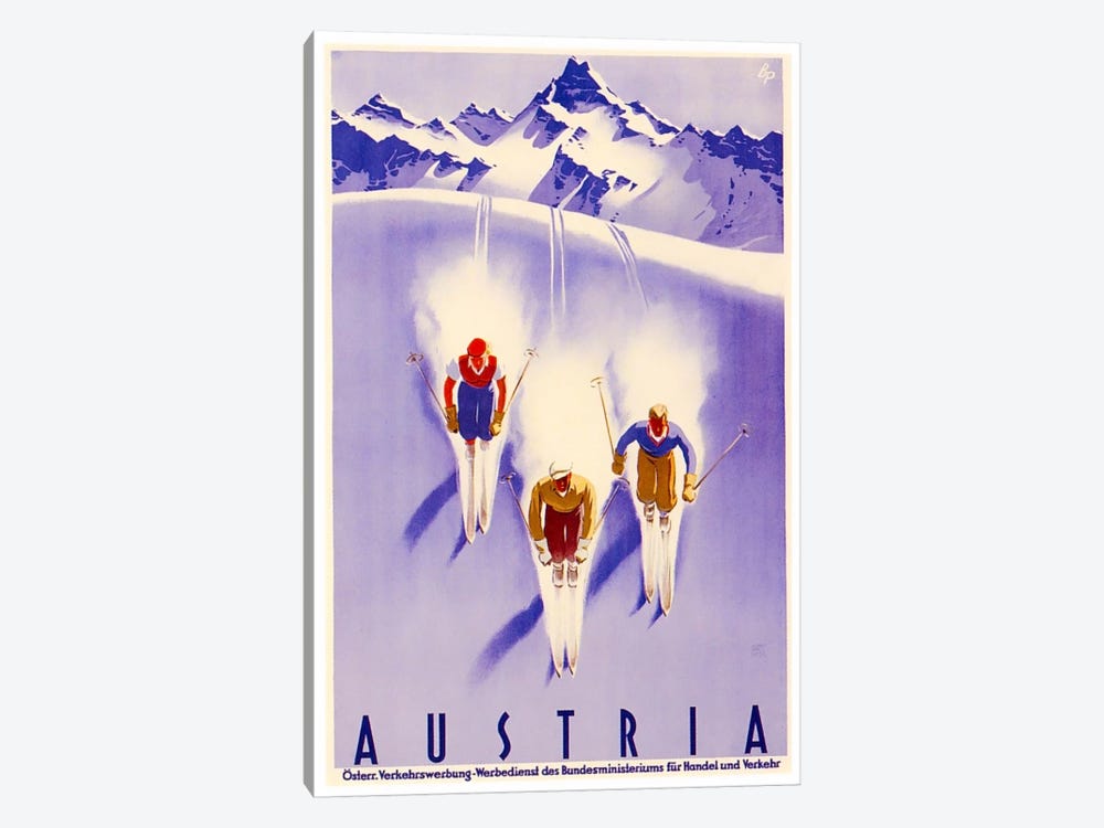 Austria: Skiing by Unknown Artist 1-piece Canvas Art