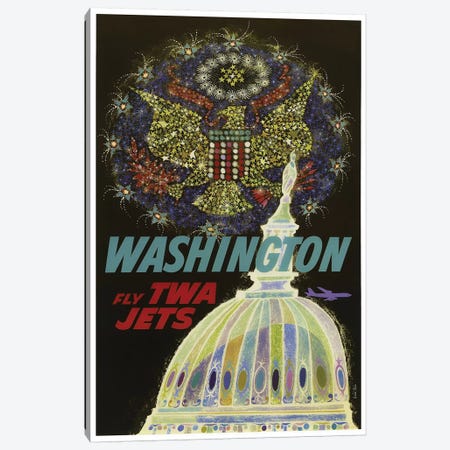 Washington - Fly TWA Canvas Print #LIV360} by Unknown Artist Art Print