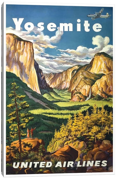 Yosemite National Park - United Airlines Canvas Art Print - Vintage Travel Posters