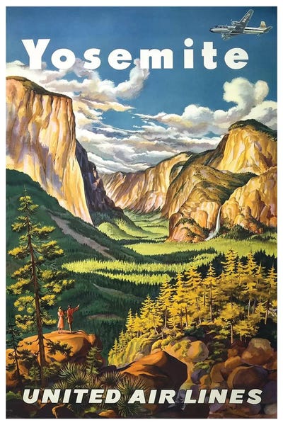 Yosemite National Park: Yosemite National Park - United Airlines by Unknown Artist
