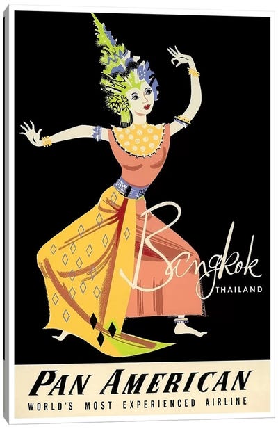 Bangkok, Thailand - Pan American Canvas Art Print - Travel Posters
