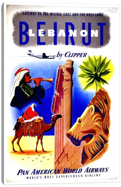 Beirut, Lebanon - Pan American Canvas Art Print - Vintage Travel Posters