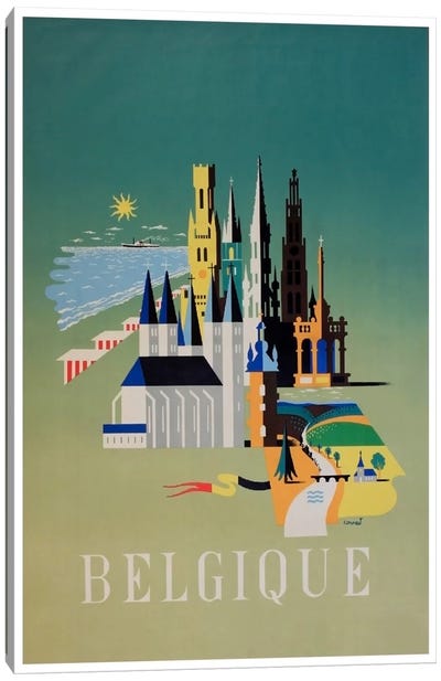 Belgique (Belgium) I Canvas Art Print - Vintage Travel Posters