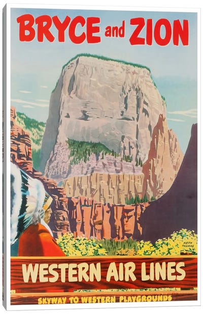 Bryce And Zion - Western Air Lines, Skyway To Western Playgrounds Canvas Art Print - Bryce Canyon National Park