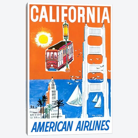 California - American Airlines Canvas Print #LIV48} by Unknown Artist Canvas Artwork
