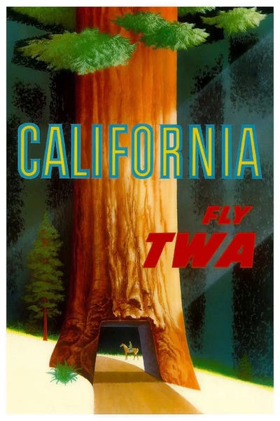 Vintage Travel Posters: California - Fly TWA by Unknown Artist