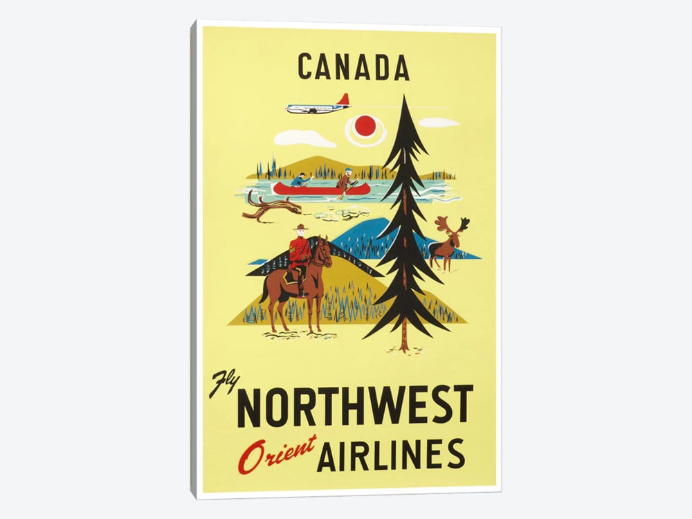 Canada - Fly Northwest Orient Airlines by Unknown Artist 1-piece Canvas Artwork