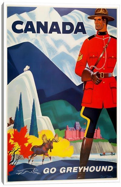 Canada - Go Greyhound Canvas Art Print - Canadian Culture