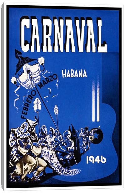 Carnaval: Habana, Febrero-Marzo 1946 Canvas Art Print - Vintage Travel Posters