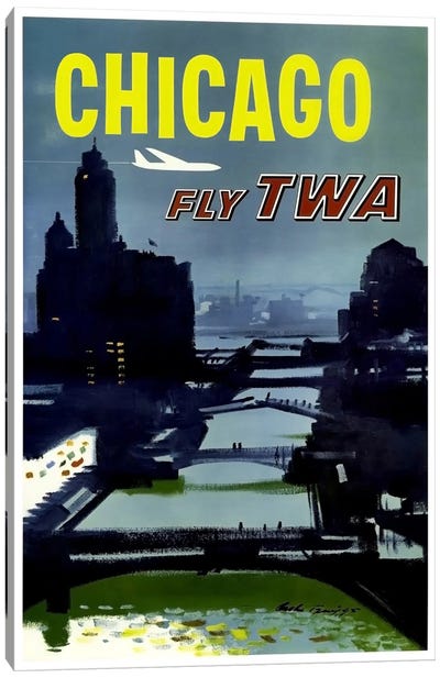 Chicago - Fly TWA Canvas Art Print - Chicago Posters