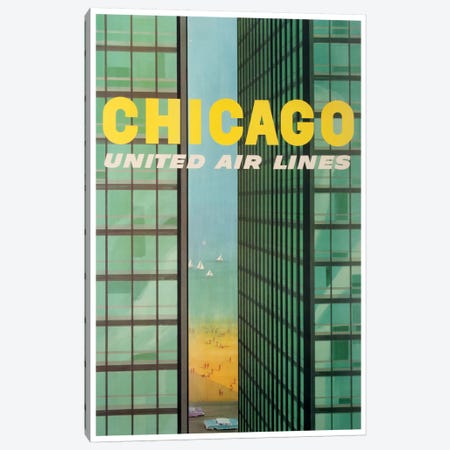 Chicago - United Airlines Canvas Print #LIV61} by Unknown Artist Canvas Artwork