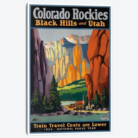 Colorado Rockies - Black Hills And Utah: National Parks Year, 1934 Canvas Print #LIV63} by Unknown Artist Canvas Art
