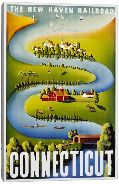 Connecticut: The New Haven Railroad Canvas Art Print - Vintage Travel Posters