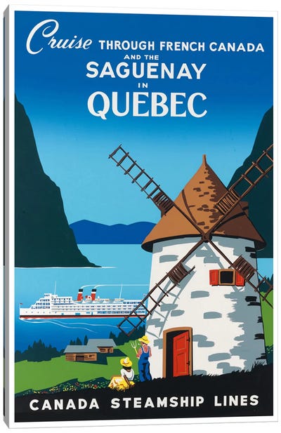 Cruise Through French Canada And The Saguenay In Quebec - Canada Steamship Lines Canvas Art Print - Quebec Art