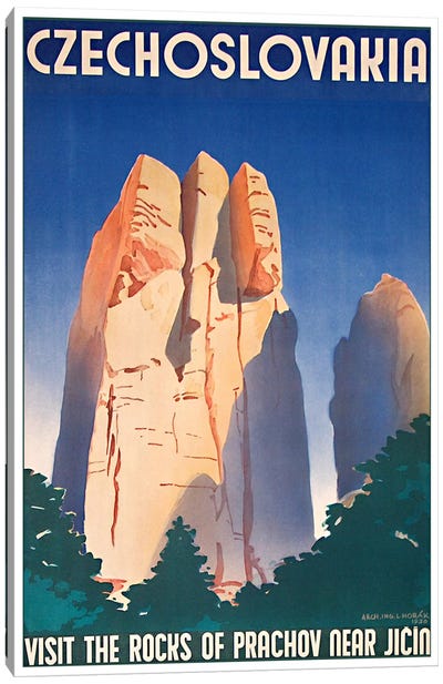 Czechoslovakia: Visit The Rocks Of Prachov Near Jicin Canvas Art Print - Vintage Travel Posters