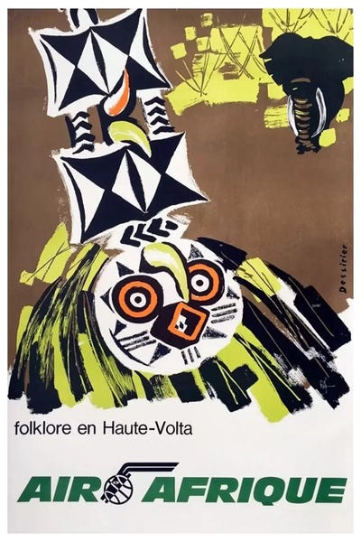 Air Afrique: Folklore En Haute-Volta by Unknown Artist framed canvas print