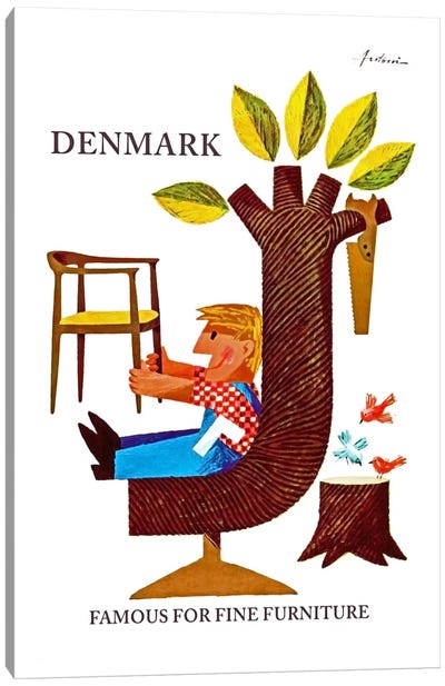 Denmark: Famous For Fine Furniture Canvas Art Print - Vintage Travel Posters