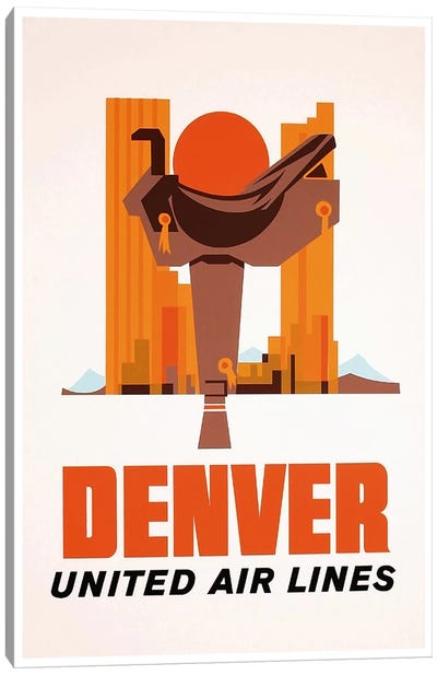 Denver - United Airlines Canvas Art Print - Colorado Art