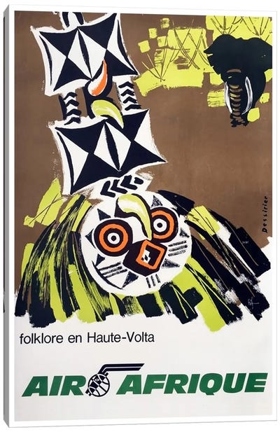 Air Afrique: Folklore En Haute-Volta Canvas Art Print - By Air