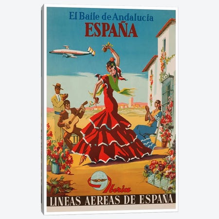 El Baile de Andalucia, Espana - Lineas Aereas de Espana Canvas Print #LIV85} by Unknown Artist Canvas Print