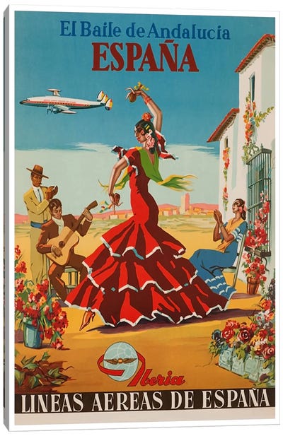 El Baile de Andalucia, Espana - Lineas Aereas de Espana Canvas Art Print