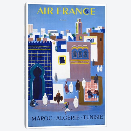 Air France - Morocco, Algeria, Tunisia Canvas Print #LIV8} by Unknown Artist Canvas Art Print