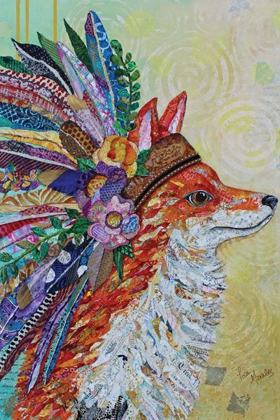 Lisa Morales - Canvas Prints: Tribal Fox by Lisa Morales