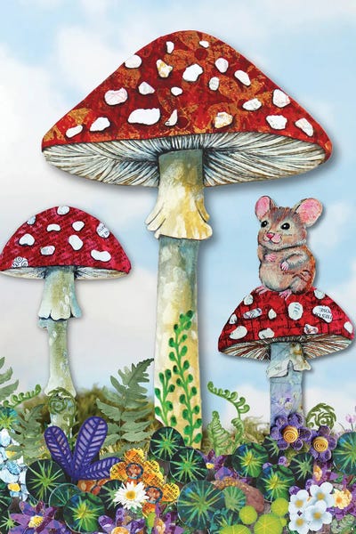 Lisa Morales - Canvas Prints: Woodland Mushroom Mouse by Lisa Morales