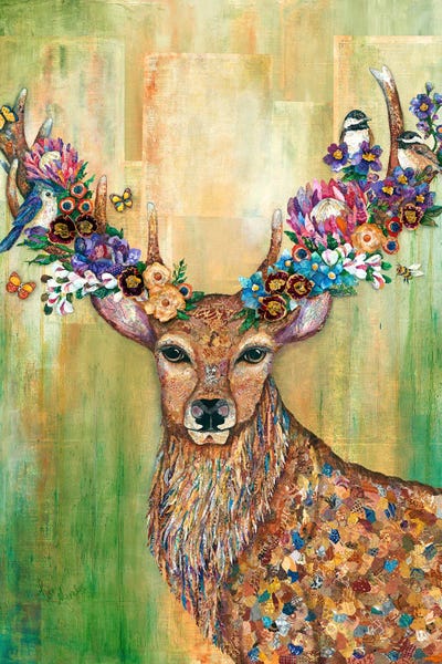 Lisa Morales - Canvas Prints: Woodland Red Deer by Lisa Morales