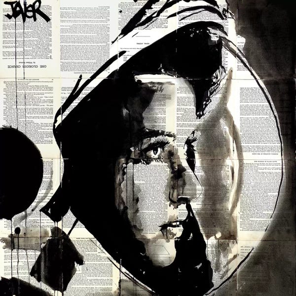 Large Black & White Art - Canvas Prints: The Astronaut by Loui Jover