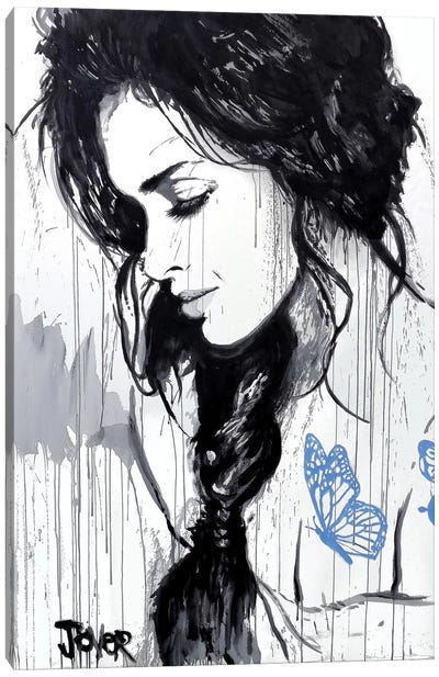 The Blue Tattoo Canvas Art Print - Butterfly Art