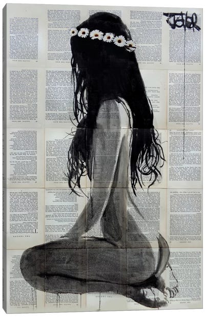 Daisy Chain Canvas Art Print - Female Nude Art