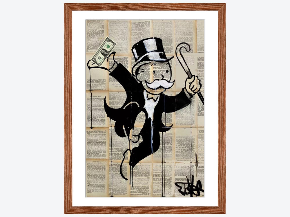 Cartoon Canvas Painting Gentleman Alec Monopoly Poster and