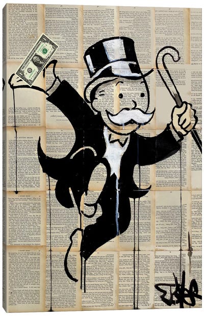 Money Man Canvas Art Print - Neutrals