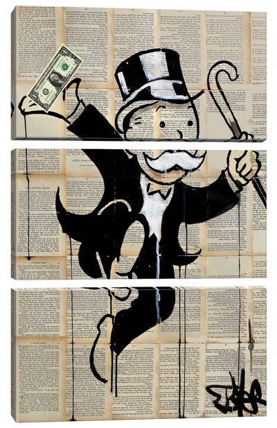 Money Man Canvas Art Print - 3-Piece Pop Art