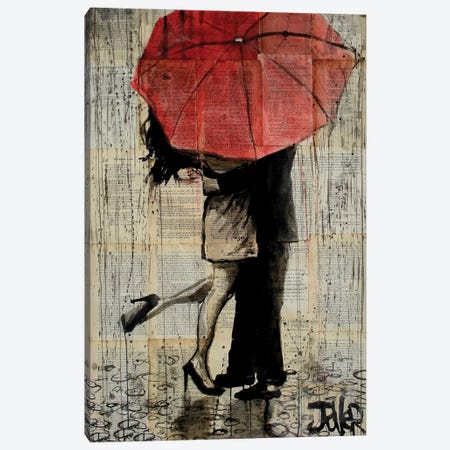 Red Umbrella Canvas Print #LJR180} by Loui Jover Canvas Wall Art