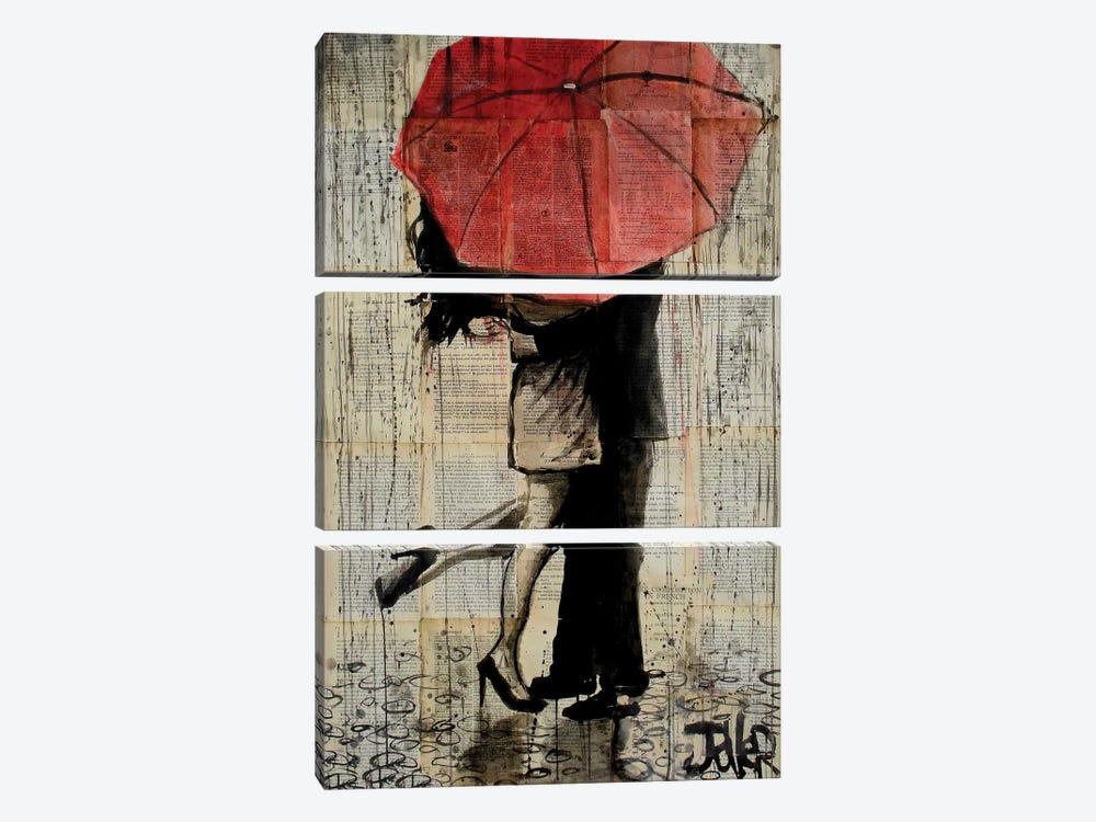 Red Umbrella by Loui Jover 3-piece Canvas Wall Art