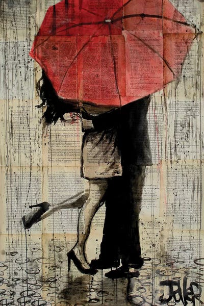 Vintage Décor: Red Umbrella by Loui Jover