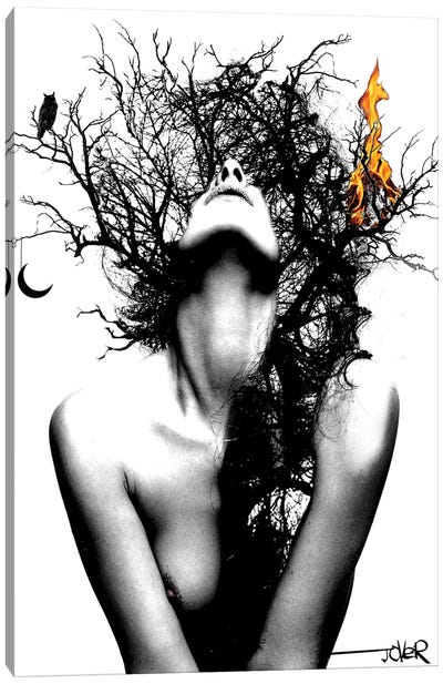 Wisdom And Fire Canvas Art Print - Double Exposure Photography