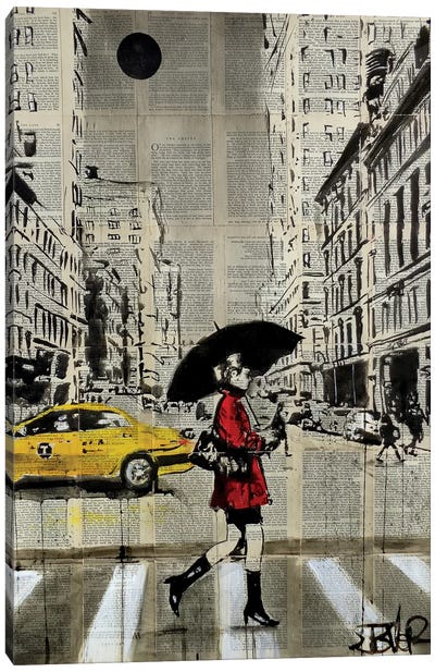 Red Coat Canvas Art Print - Umbrella Art