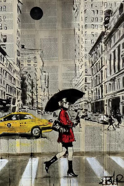 Umbrellas: Red Coat by Loui Jover