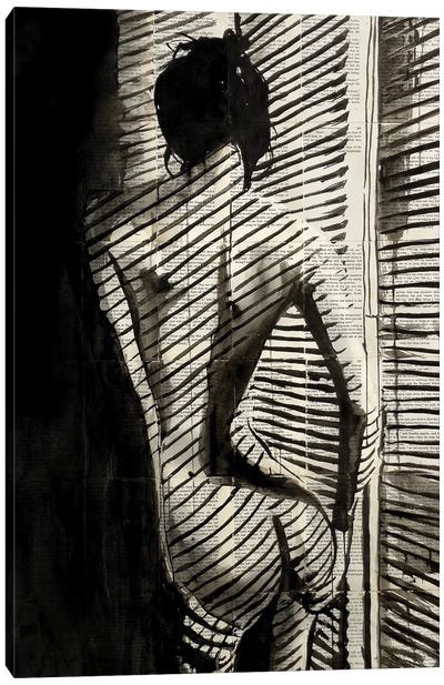 Blinds Canvas Art Print - Female Nude Art