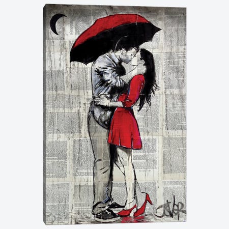 Red Rainy Love Canvas Print #LJR249} by Loui Jover Canvas Art Print