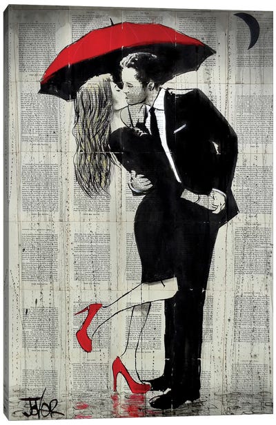 The Kissing Rain Canvas Art Print - Loui Jover