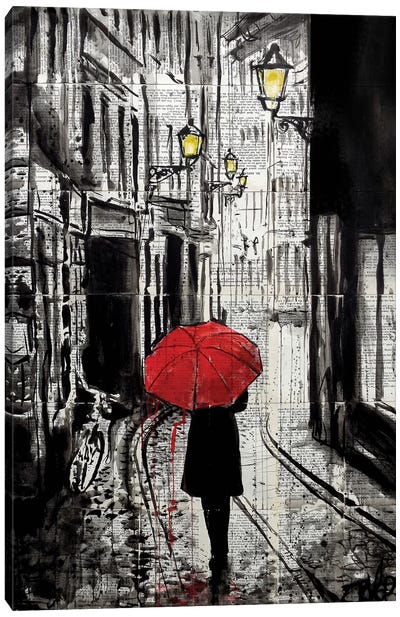 The Delightful Walk Canvas Art Print - Umbrellas 