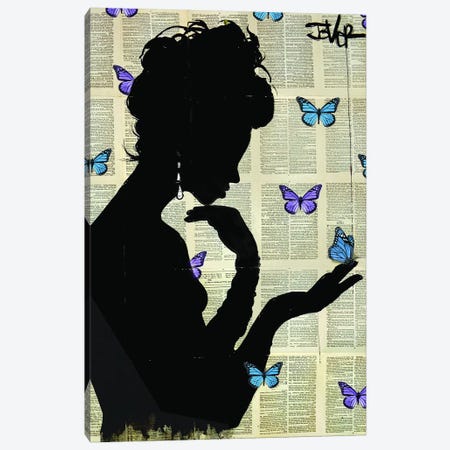Blue Butterflight Canvas Print #LJR317} by Loui Jover Canvas Art