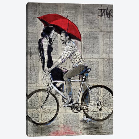 Rainy Day Love Cycle Canvas Print #LJR339} by Loui Jover Canvas Print