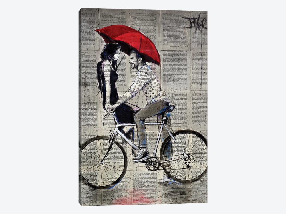Rainy Day Love Cycle by Loui Jover 1-piece Canvas Art Print