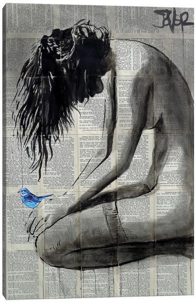 A Little Blue Canvas Art Print - Female Nude Art